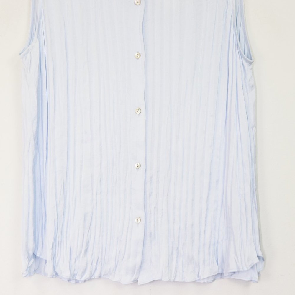 NWT Vince Sleeveless Crushed Satin Band Collar Blouse Powder Blue X Large XL - Picture 8 of 11